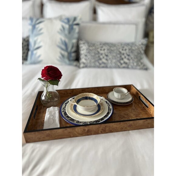 Large Burled Wood Serving Tray 21.25"L x 12"W x 2"H Glossy Finish Serveware - Picture 9 of 12